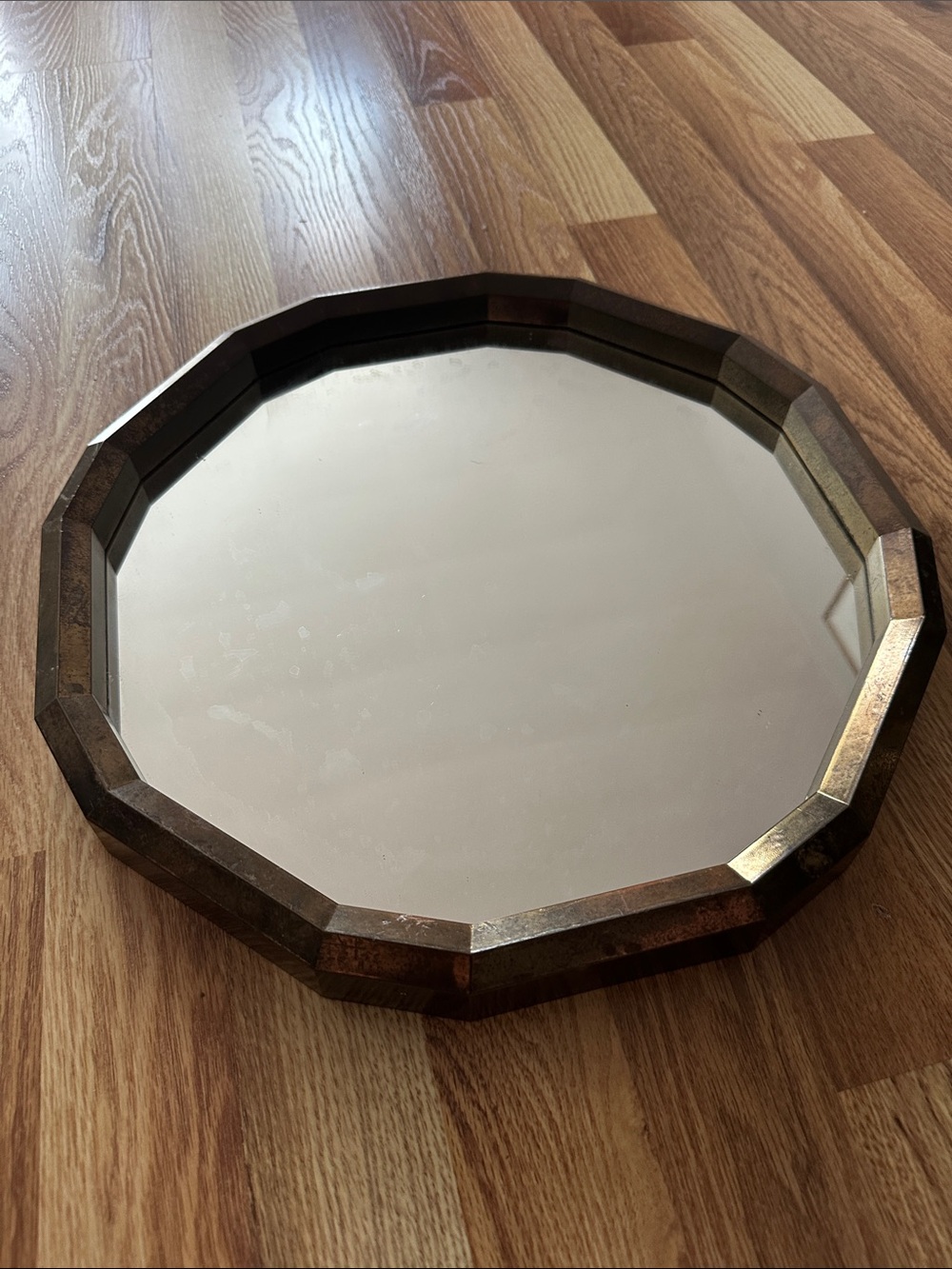 Vintage 1987 BURWOOD 2789 Homco 16-Sided ROUND Wall MIRROR FRAME 15" P10